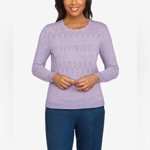 Alfred Dunner Women's Cozy Cashmelon Sweater Size L Lilac Metallic